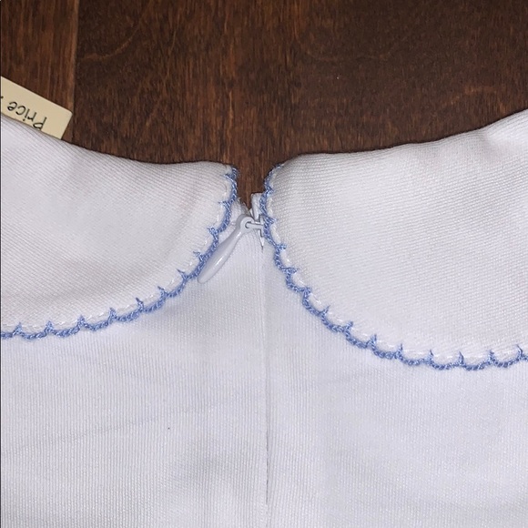 NWT Luigi Kids White with Periwinkle Picot Trim Shirt- 8 Price Firm - Picture 5 of 9